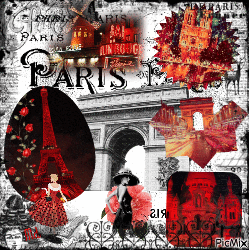 Paris en rouge, noir et blanc - 無料のアニメーション GIF