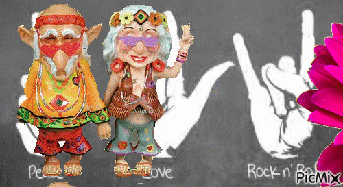 Paz, amor y rock - Animovaný GIF zadarmo