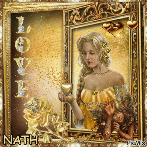 FAIRY WRITING LOVE LETTERS IN GOLDEN COLORS - Bezmaksas animēts GIF