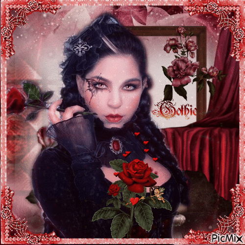Portrait de Gothic rouge blanc et Noir - 免费动画 GIF
