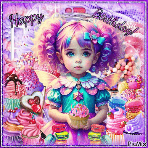 Little Girl Cupcakes - Gratis animeret GIF