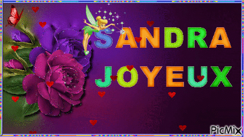 joyeux anniversaire Sandra 13 août - Animovaný GIF zadarmo