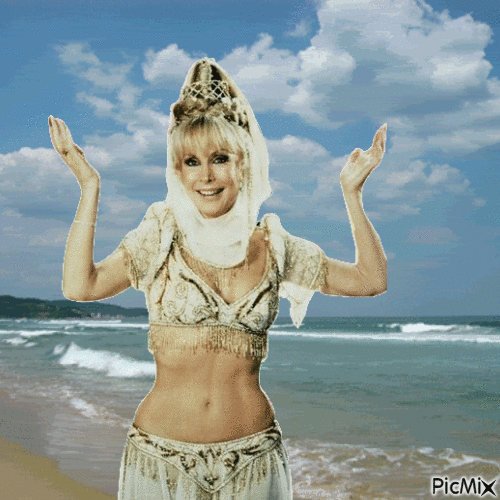 Jeannie at the beach - Gratis animeret GIF
