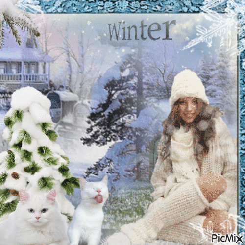 Concours : Jeune femme en hiver avec des chats