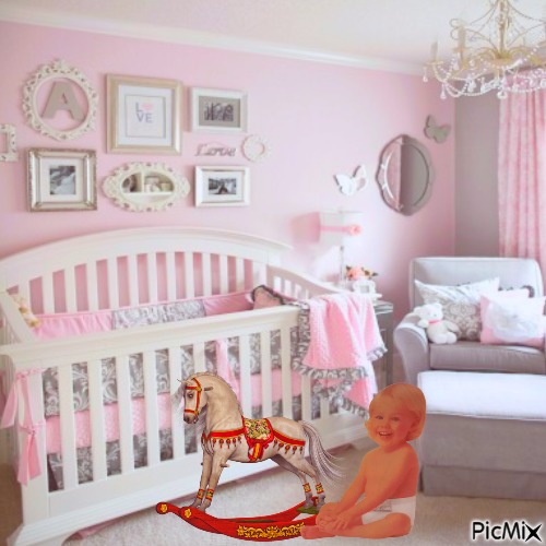 Baby and rocking horse - bezmaksas png