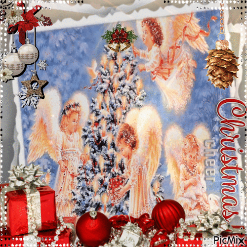 Weihnachtsbaum und Engel - Gratis geanimeerde GIF