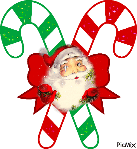 Candy Cane and Santa - Animovaný GIF zadarmo