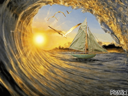 Mar e onda - Ilmainen animoitu GIF