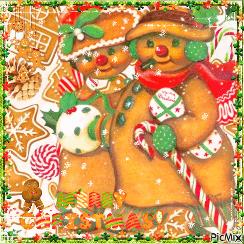 Vintage Gingerbread Christmas Couple