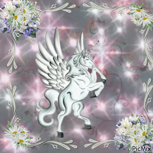 White unicorn - GIF animate gratis