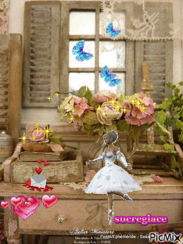 rose & coiffeuse rétro sa ballerine - Gratis geanimeerde GIF