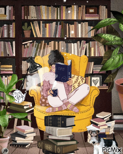 Mis libros, mis plantas, mi perro... - 免费动画 GIF
