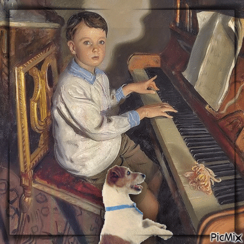 Kinder spielen Klavier - Gratis animeret GIF