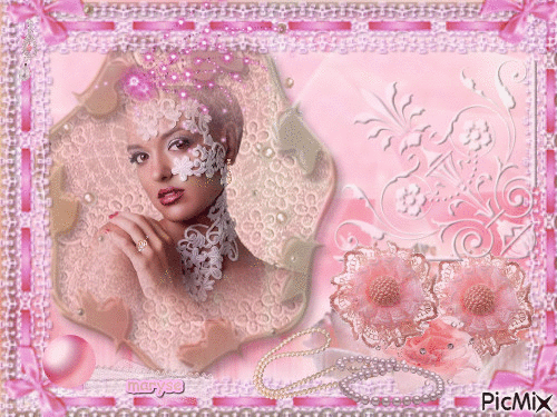 perles et dentelles roses - GIF animado gratis