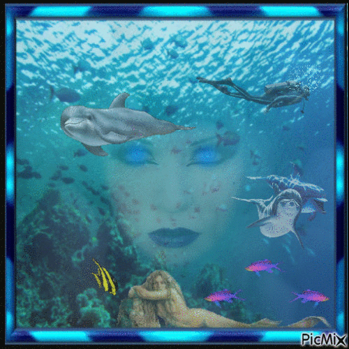 Dolphins and Mermaids4 - Free animated GIF