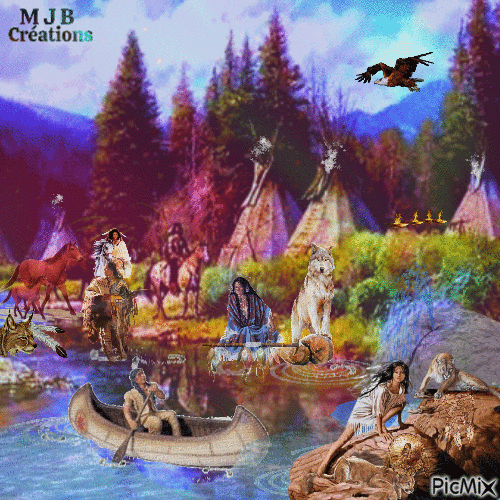 .. Camps indiens ..M J B Créations - Бесплатный анимированный гифка