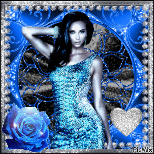 Blue Rose on a Grey Background - Бесплатни анимирани ГИФ
