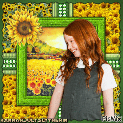 (((Girl in Sunflowers))) - Бесплатный анимированный гифка