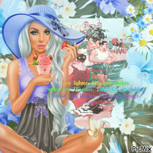 summer blue beach girl - Δωρεάν κινούμενο GIF