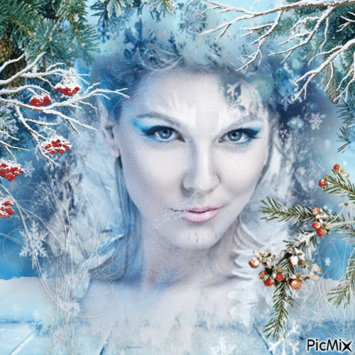 Portrait de femme en hiver-COMPETITION - GIF animado gratis