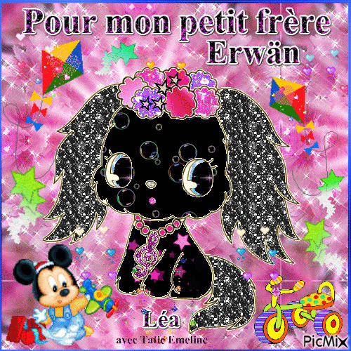 LEA & Tatie Emeline - Cadeau de Léa pour BB Erwän - son petit frère adoré... <3 <3 <3 - Zdarma animovaný GIF