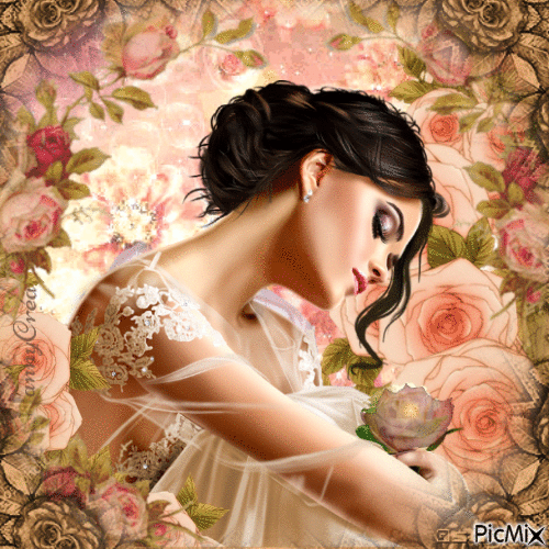 Portrait rose et beige - Gratis animerad GIF