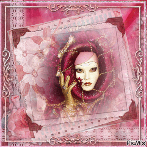Masked Lady in Pink - Free animated GIF