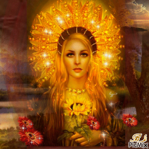 Sun Flower Godess - Бесплатный анимированный гифка
