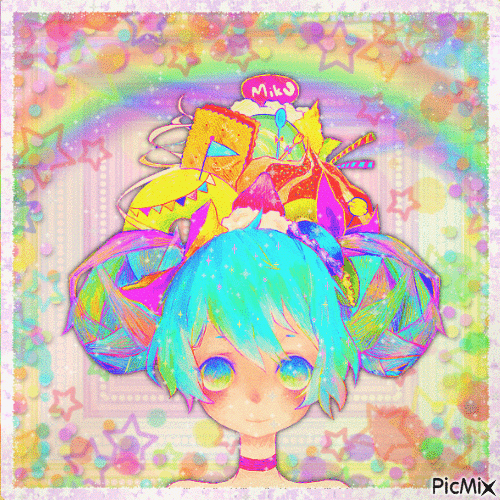 miku rainbow - Darmowy animowany GIF