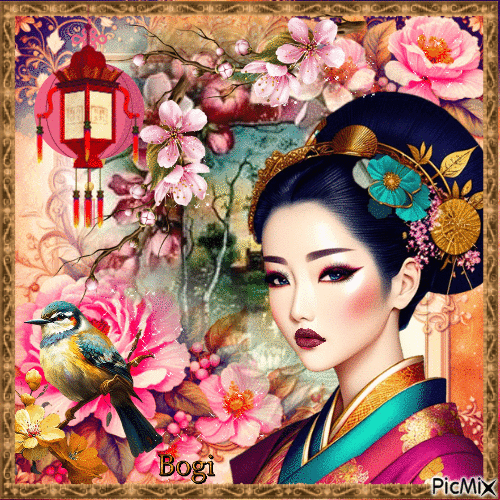 A beautiful geisha... - GIF animé gratuit
