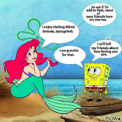 Spongebob talking to Ariel (2) - png ฟรี