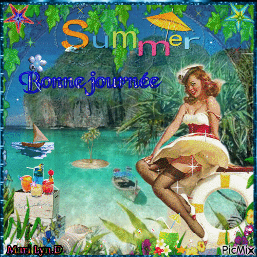 pin up summer-mary - Free animated GIF