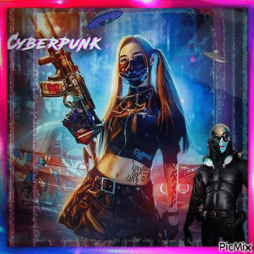 Cyberpunk Mädchen - Gratis animeret GIF