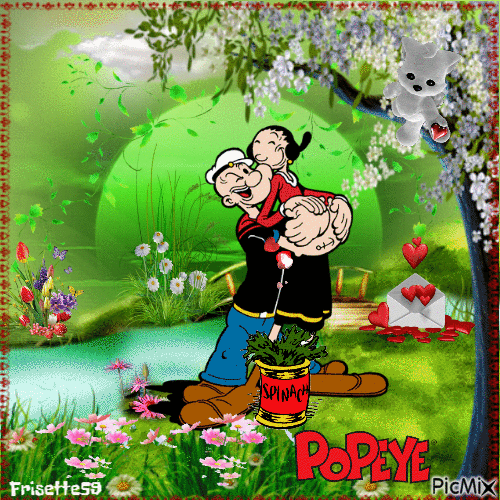Popeye fond vert fluo - Animovaný GIF zadarmo