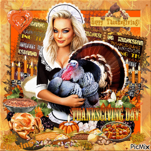 Thanksgiving Day. Blessings. Happy Thanksgiving. - Безплатен анимиран GIF