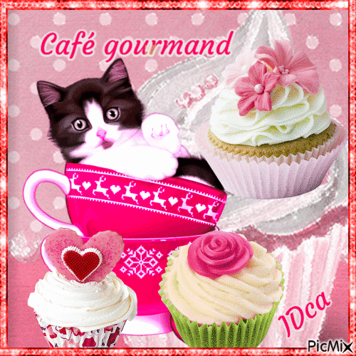 Café gourmand  pour les chats - Animovaný GIF zadarmo