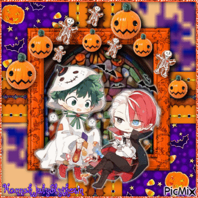 [♥]Deku & Todoroki - Halloween[♥] - GIF animado grátis