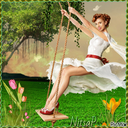 A woman on a swing - Contest - Бесплатни анимирани ГИФ