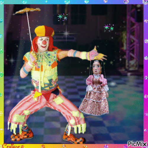 Clown puppeteer - GIF animado gratis