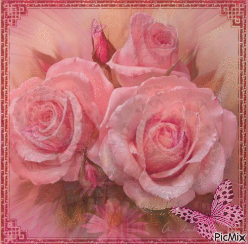 Rosas y Mariposas!! - Δωρεάν κινούμενο GIF
