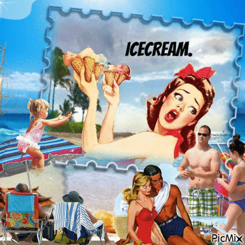 ICECREAM ON THE BEACH - Ingyenes animált GIF