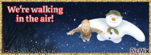 {We're Walking in the Air Snowman Banner} - GIF animasi gratis