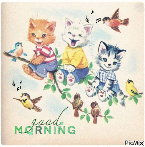Good Morning, cats - Ingyenes animált GIF