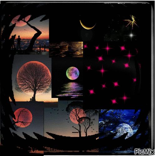 lune la nuit - Безплатен анимиран GIF