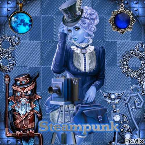 Blue Steampunk - Bezmaksas animēts GIF