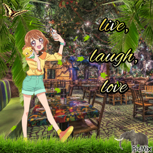 hanamichi ran live laugh love - GIF animé gratuit