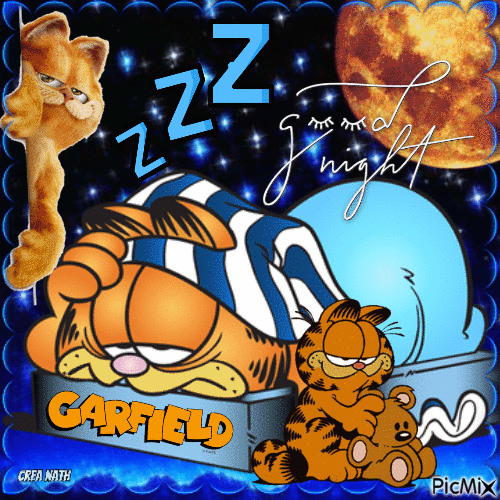 Garfield,Bonne nuit....concours - Бесплатный анимированный гифка