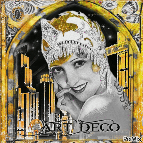 Art deco black white gold - Бесплатный анимированный гифка