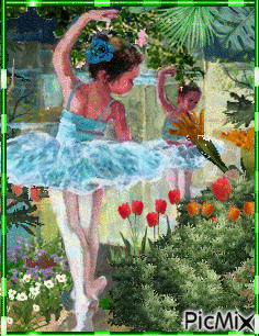 La pequeña bailarina en el jardín - GIF animado gratis