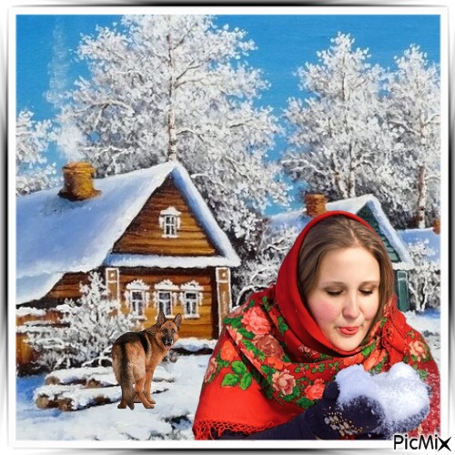 Winter in the village - безплатен png